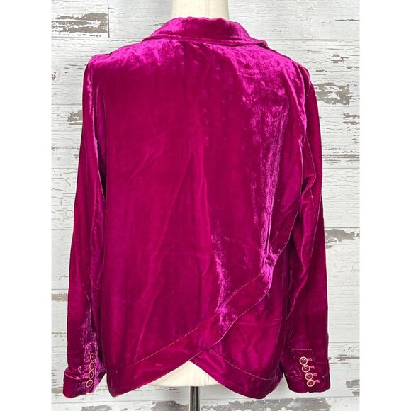 BY ANTHROPOLOGIE Velvet Tulip Back Blazer Jacket Raspberry M NWOT - Picture 4 of 6